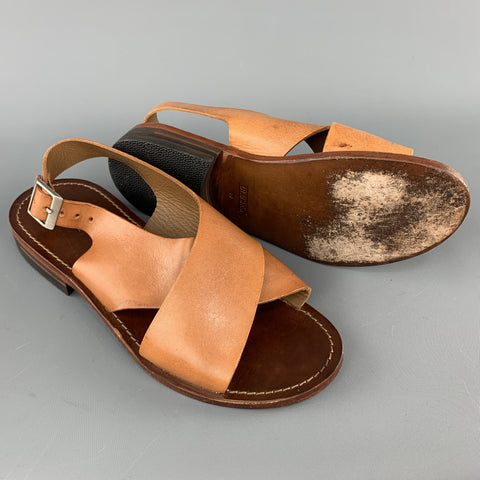 CERRADO Talla 6 Sandalias planas con tiras cruzadas color canela