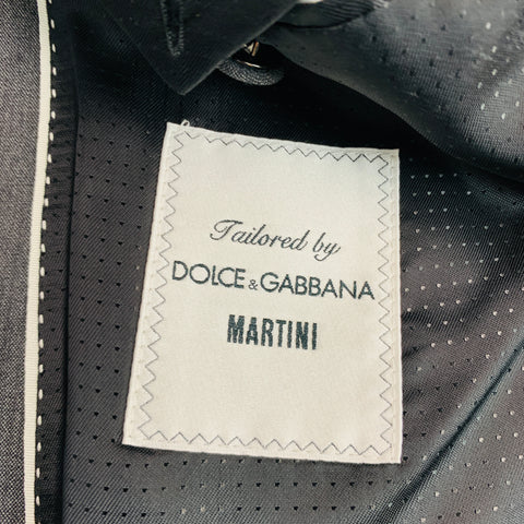 DOLCE & GABBANA Size 42 Black Grey Wool Blend Sport Coat
