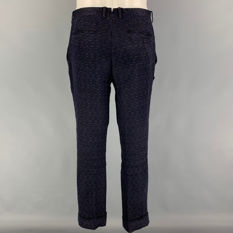 ETRO Size 38 Navy Olive Linen Cotton Single Breasted Slim Fit Suit
