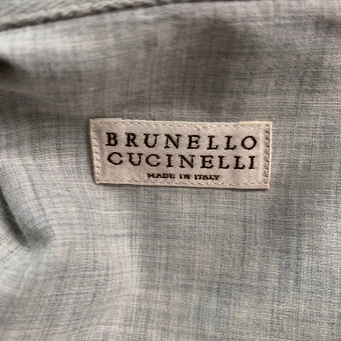 BRUNELLO CUCINELLI Size M Green Checkered Cotton Dress Shirt BRUNELLO CUCINELLI