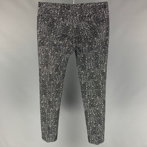DIOR HOMME Taille 30 Pantalon habillé en coton marbré noir et blanc à devant plat