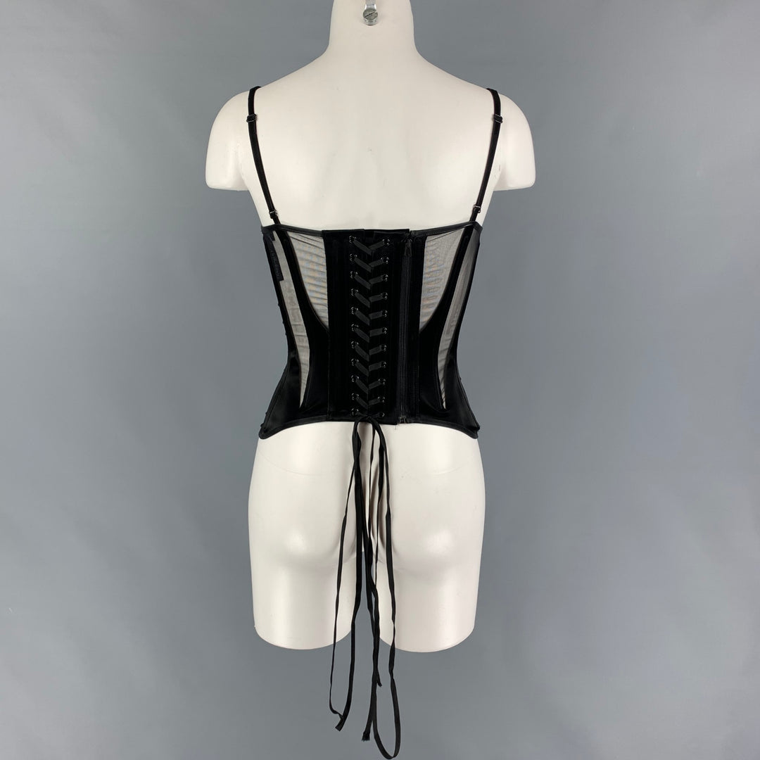 MUGLER Size S Black Polyamide High Tech Cut-Out Illusion Panel Corset Top