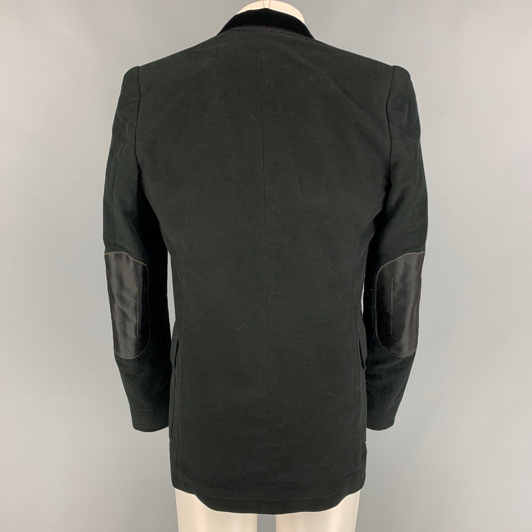 ALEXANDER MCQUEEN Size 40 Black Mixed Fabrics Cotton Sport Coat