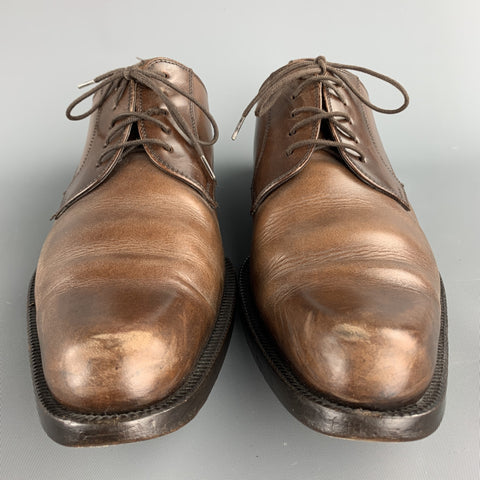 DOLCE & GABBANA Size 8 Cognac Leather Pointed Toe Lace Up Shoes