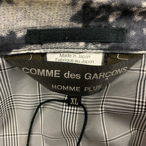 COMME des GARCONS HOMME PLUS Size XL Black White Skulls Cotton Sport Coat