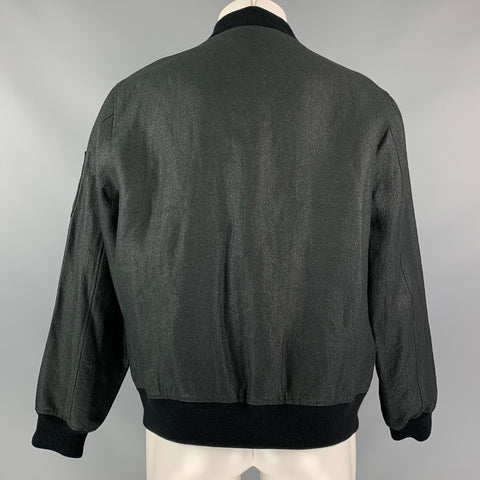 RAF SIMONS Spring 2009 Size 38 Charcoal Textured Polyester Bomber Jacket
