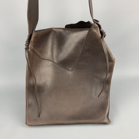 YVES SAINT LAURENT Brown Stitched Leather Flap Bag