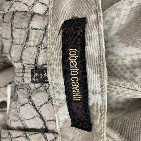 ROBERTO CAVALLI Size 31 Beige Animal Print Cotton Skinny Jeans