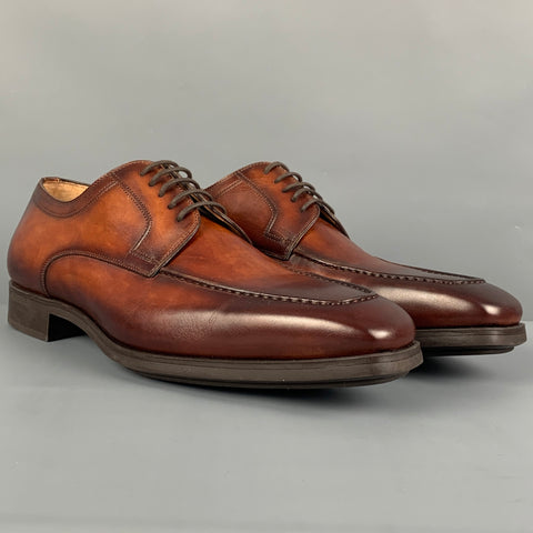 MAGNANNI Size 9 Brown Antique Leather Lace Up Shoes