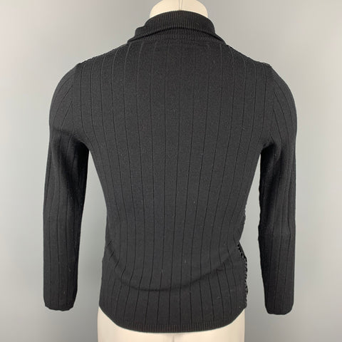 ROBERTO CAVALLI Size M Black Ribbed Wool Blend Spread Collar Pullover Sweater