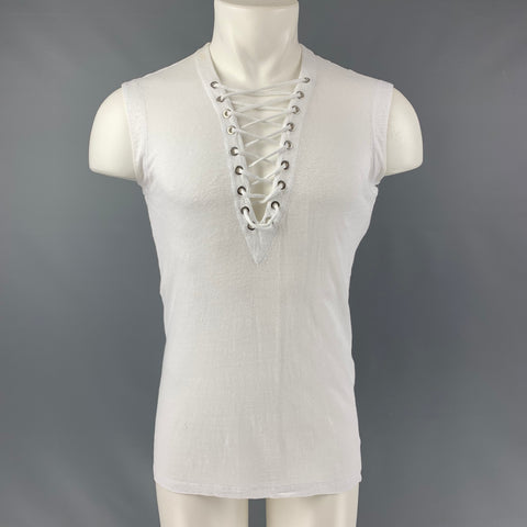 IRO Tissa Size XS White Solid Linen Sleeveless Tank Top