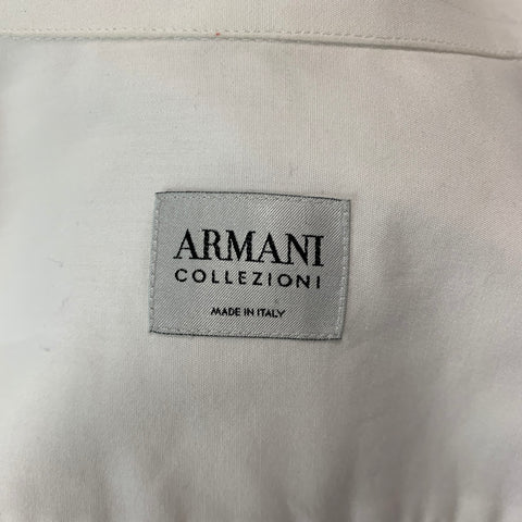 ARMANI COLLEZIONI Size L White Cotton Tuxedo Long Sleeve Shirt