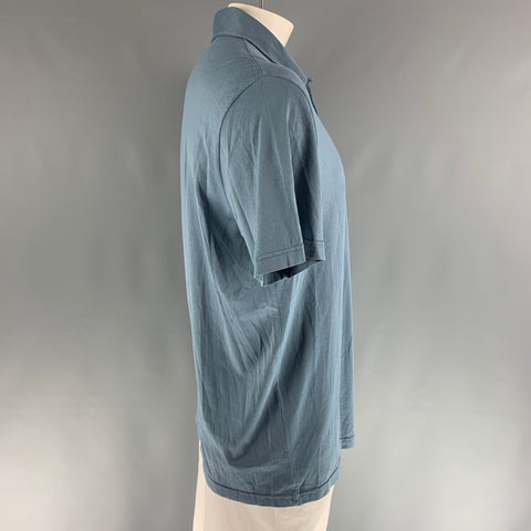LORO PIANA Size XXXL Blue Cotton Short Sleeve Polo