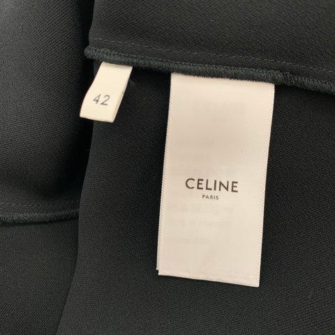CELINE Size 6 Black Silk Spaghetti Straps Mid-Calf Cocktail Dress