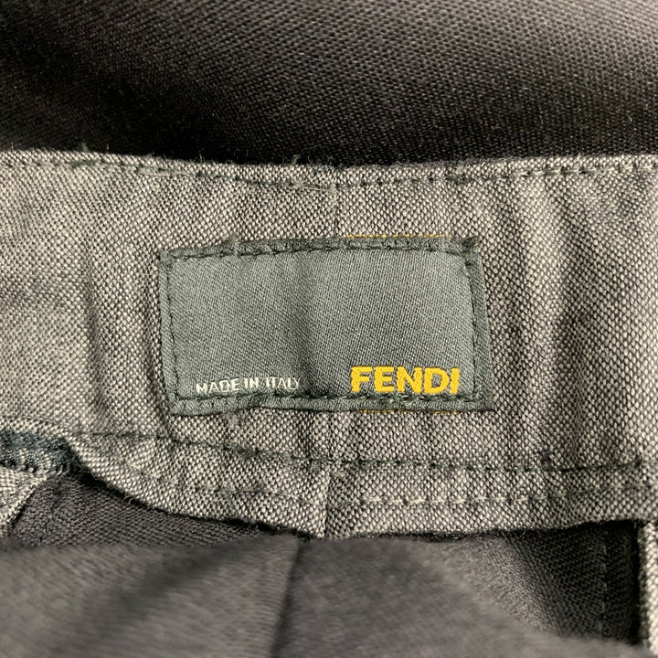 FENDI Size 34 Black Virgin Wool Flat Front Dress Pants