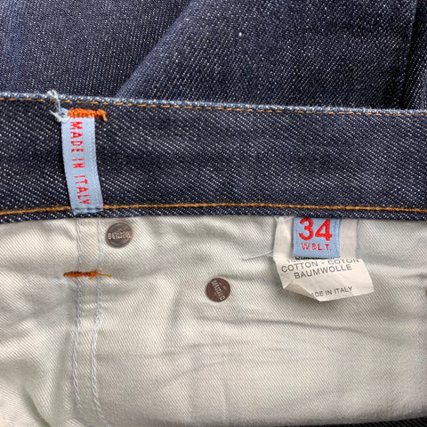 Vintage WALTER VAN BEIRENDONCK x W.&L.T. Size 34 Indigo Contrast Stitch Denim Zip Fly Jeans