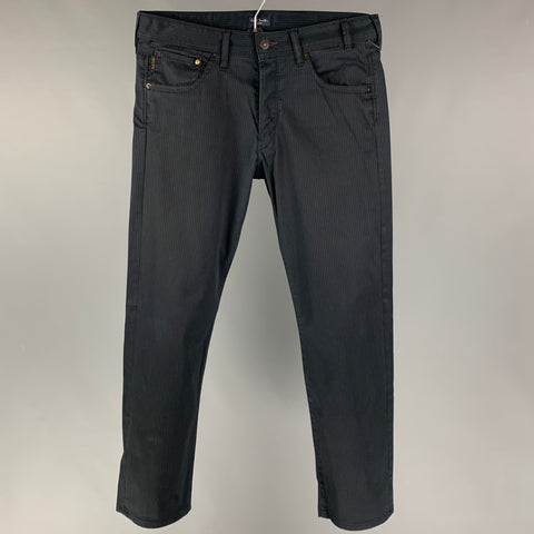 PAUL SMITH Size 30 Navy Pinstripe Cotton Blend Button Fly Casual Pants