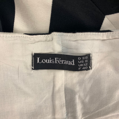 LOUIS FERAUD Taille 8 Bustier ajusté en coton Chevron noir et blanc