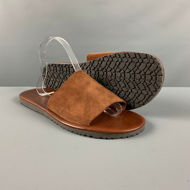 BLOOMINGDALE'S Size 9 Brown Suede Slip On Sandals