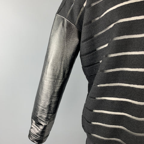 JUNYA WATANABE Jersey con cuello redondo y mezcla de lana a rayas negras talla M