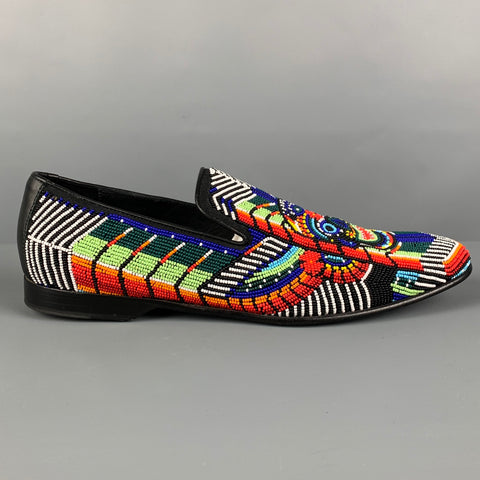 DONALD J PLINER SIGNATURE Size 9.5 Multi-Color Beaded Leather Slip On Loafers
