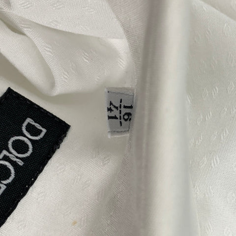DOLCE & GABBANA Size M White Rhombus Cotton Tuxedo Long Sleeve Shirt