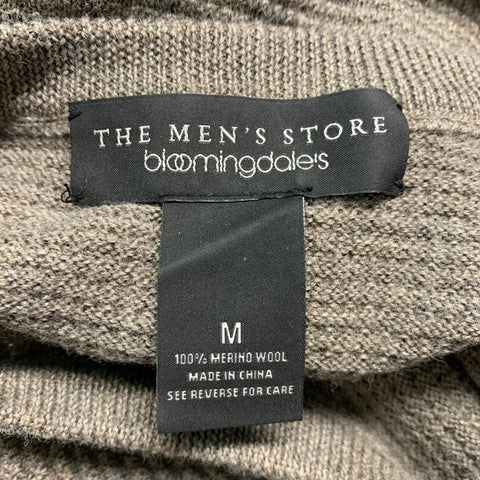 BLOOMINGDALE'S Size M Brown Taupe Waffle Knit Merino Wool Crew-Neck Pullover