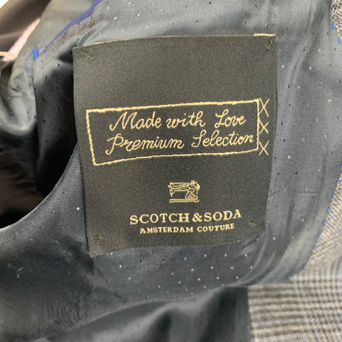 SCOTCH AND SODA Size M Navy Indigo Glenplaid Linen Notch Lapel Sport Coat
