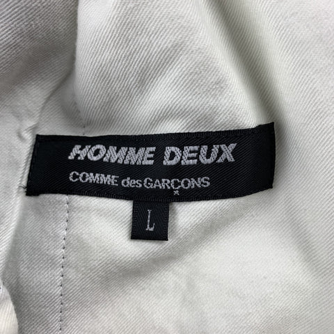 COMME des GARCONS HOMME DEUX Size L Charcoal Embroidery Wool Elastic Waistband Casual Pants