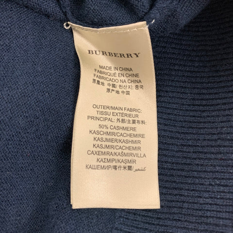 BURBERRY Size L Navy Cashmere Cotton Crew-Neck Pullover
