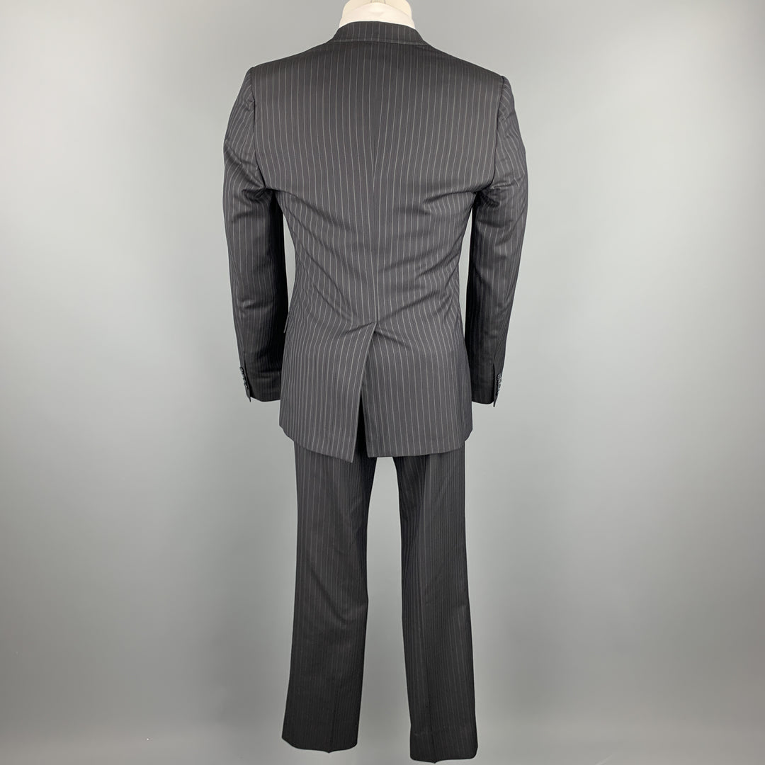 DOLCE & GABBANA Navy Stripe Size 36 Silk / Virgin Wool Notch Lapel Suit