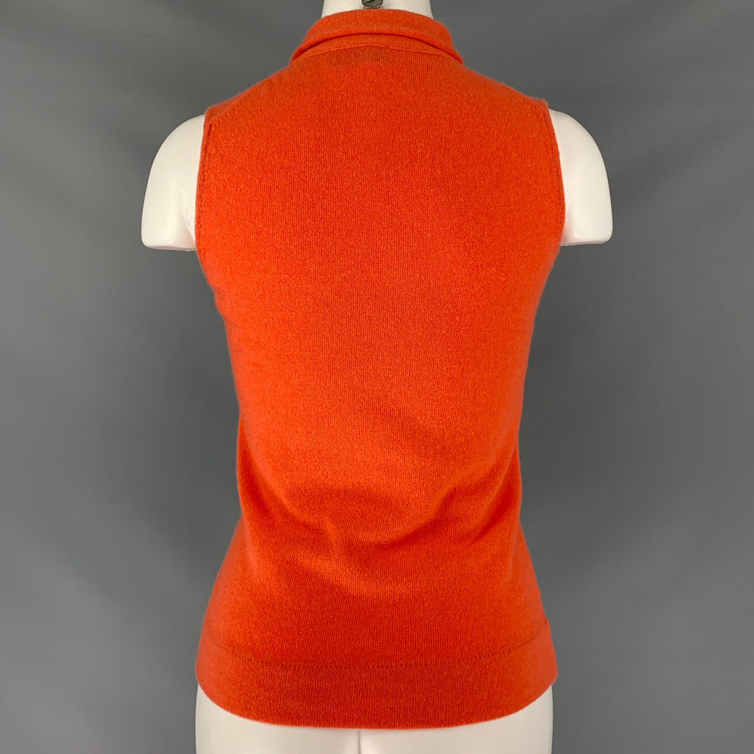 CLEMENTS RIBEIRO Taille S Haut décontracté en cachemire orange tricoté sans manches