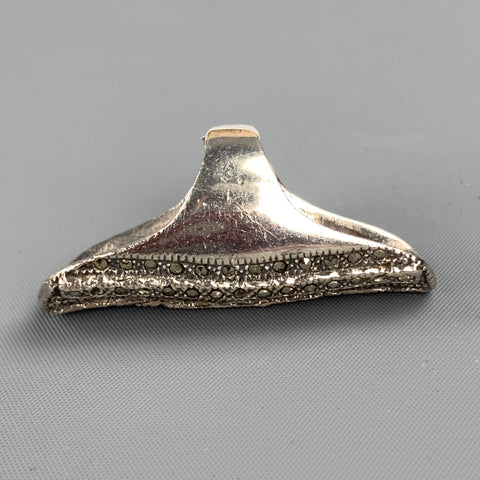 ASH+AMES Silver Tone Marcasite Rectangle Ring