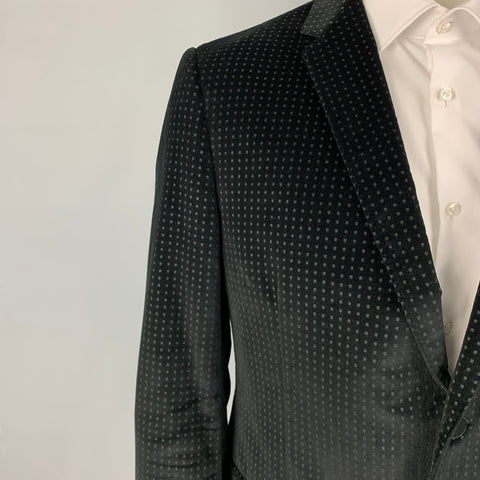 GUCCI Size 44 Black Dots Cotton Notch Lapel Sport Coat
