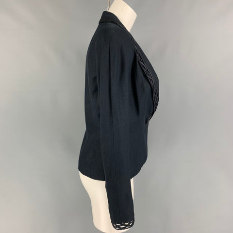 CHRISTIAN DIOR Taille 10 Veste en lin viscose marine Blazer