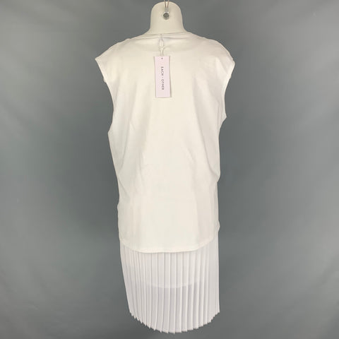 EACH X OTHER Size M White Cotton &  Polyester Pleated Dress