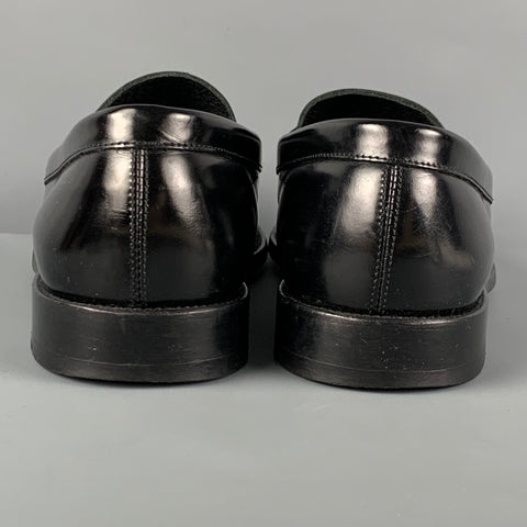 SAINT LAURENT Size 9 Black Silver Studded Leather Slip On Loafers