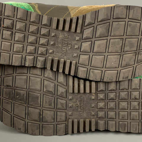 VALENTINO Size 10 Olive Brown Camo Leather Lace Up Sneakers
