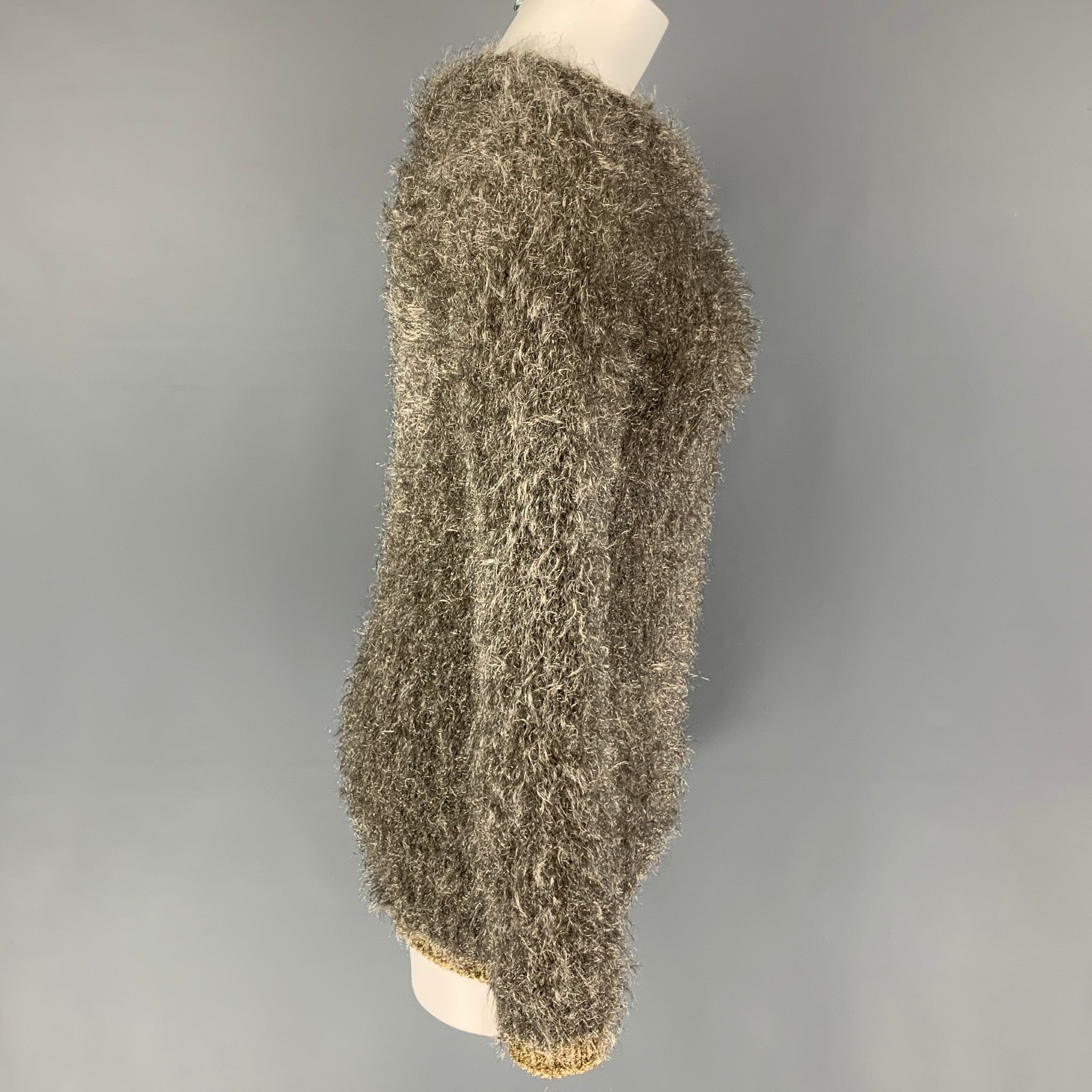 COMME des GARCONS TRICOT Size S Silver Knit Nylon Blend Mary Jane