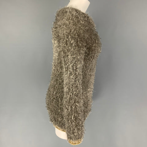 COMME des GARCONS TRICOT Size S Silver Knit Nylon Blend Mary Jane Sweater