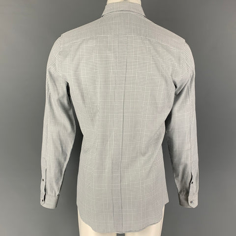 GUCCI Size S Grey White Plaid Cotton Button Up Long Sleeve Shirt
