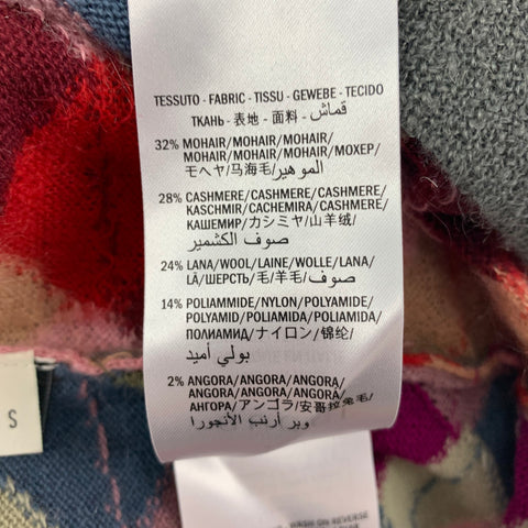 GUCCI Taille S Pull à col rond en mélange de mohair carré tricoté multicolore