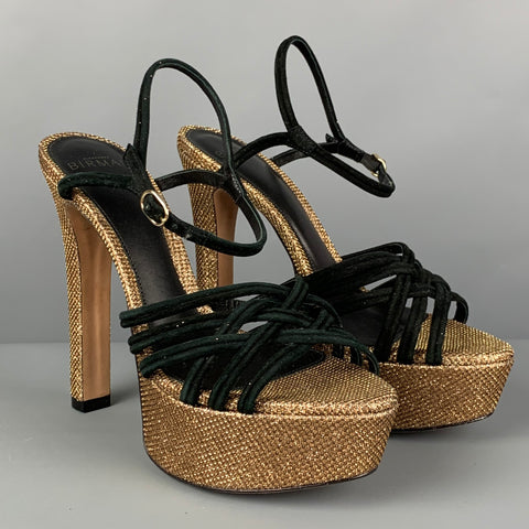 ALEXANDRE BIRMAN Talla 7 Zapatos de tacón Vicky Crystal dorados y negros