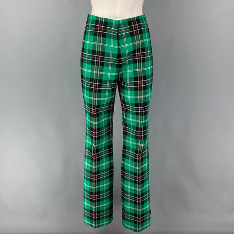 MARINE SERRE FW 19 Size S Green Multi-Color Polyester Wool Plaid Zip Fly Dress Pants
