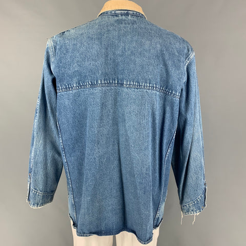 POLO by RALPH LAUREN Size L Blue Beige Distressed Denim Nautical Jacket