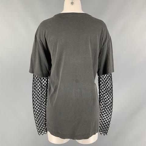 DRIES VAN NOTAN Talla S Jersey de algodón y poliéster negro de malla carbón