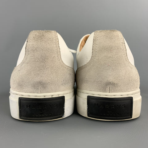 HARRYS OF LONDON Taille 7 Baskets en cuir blanc avec bordure en daim