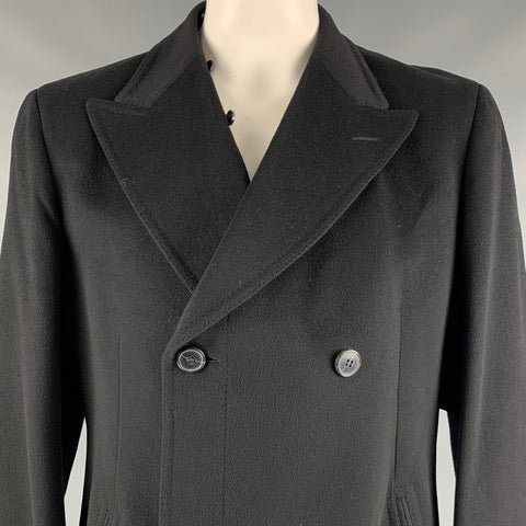 Z ZEGNA Size 46 Black Cashmere Double Breasted Coat
