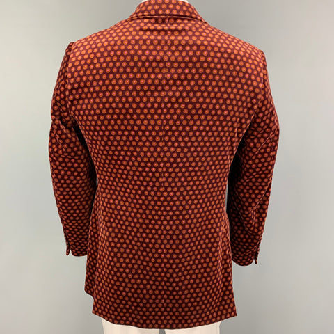 TED BAKER Size 40 Brown Pink Velvet Cotton Notch Lapel Sport Coat