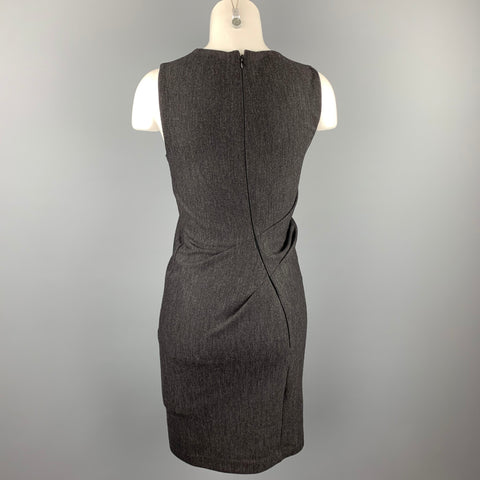 HALSTON Size 4 Charcoal Heather Virgin Wool Blend Sleeveless Sheath Dress